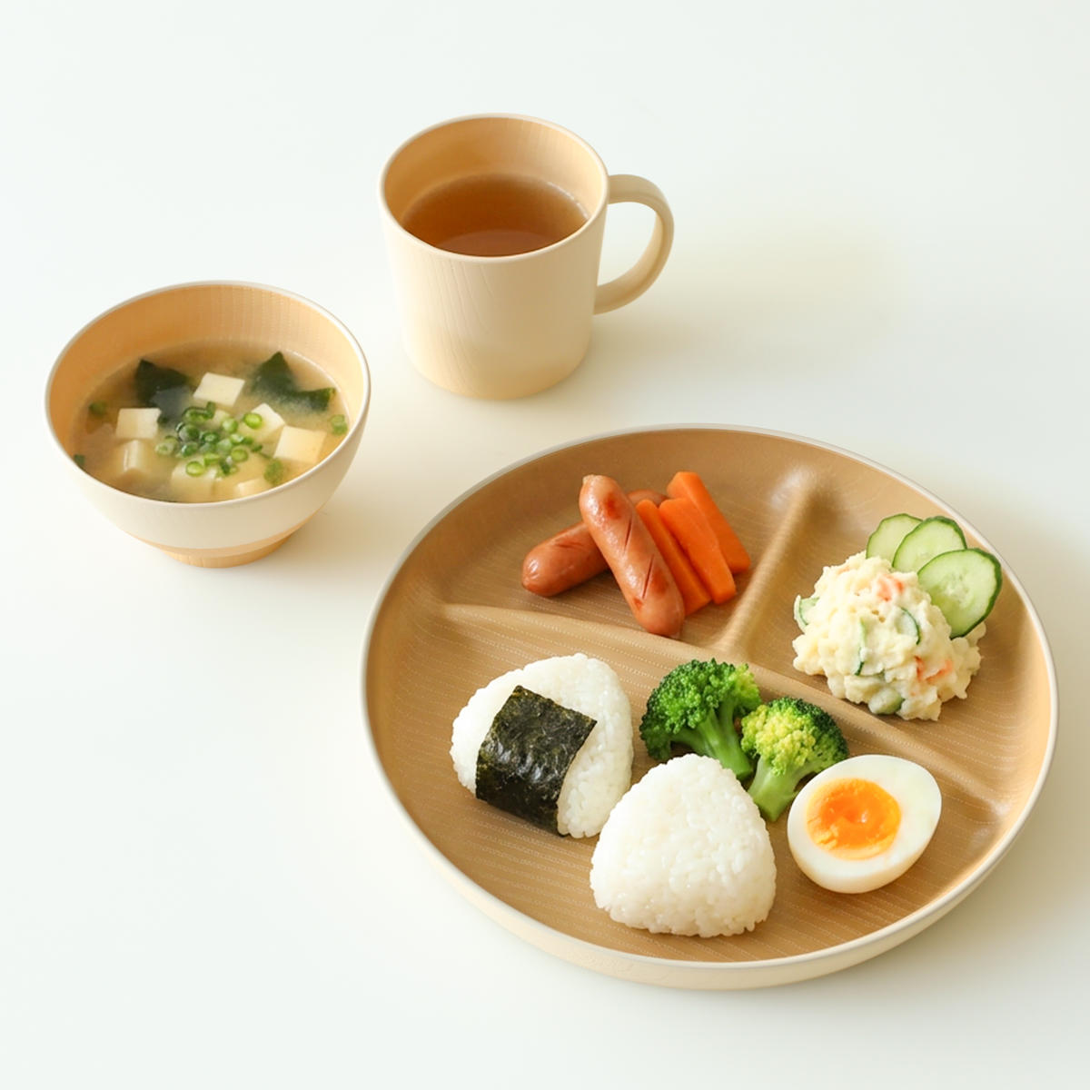 茶碗 マグカップ ランチプレート やさしい彩り 食育 3点セット （ 電子