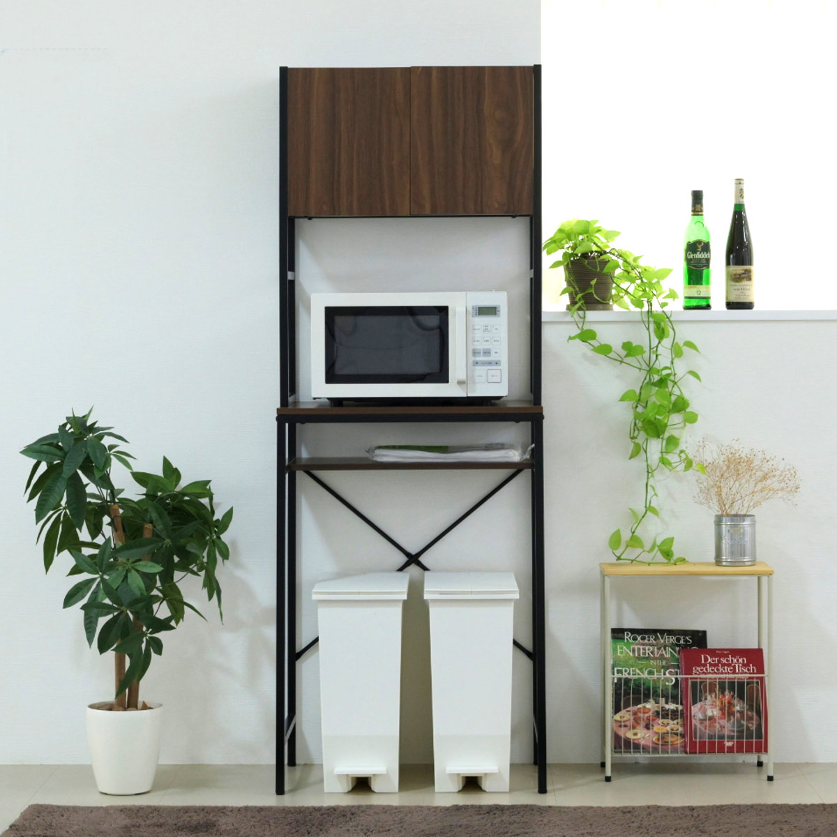 ゴミ箱上ラック 幅63cm メラミン ミドルタイプ （ ゴミ箱上 ラック 高