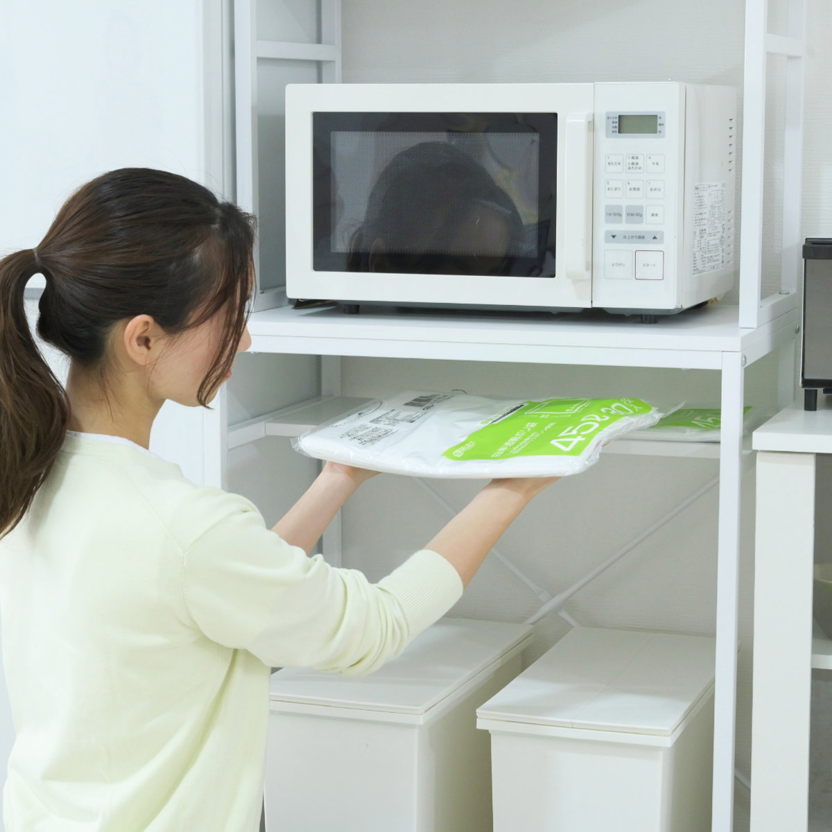 ゴミ箱上ラック 幅63cm メラミン ミドルタイプ （ ゴミ箱上 ラック 高