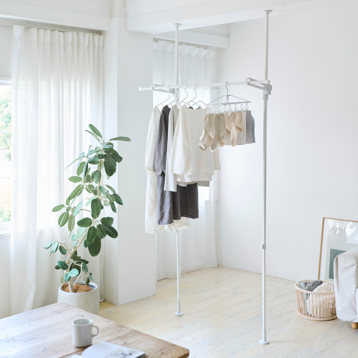 平安伸銅工業 室内物干し 竿受け 室内つっぱり竿受け 1段 （ 物干し