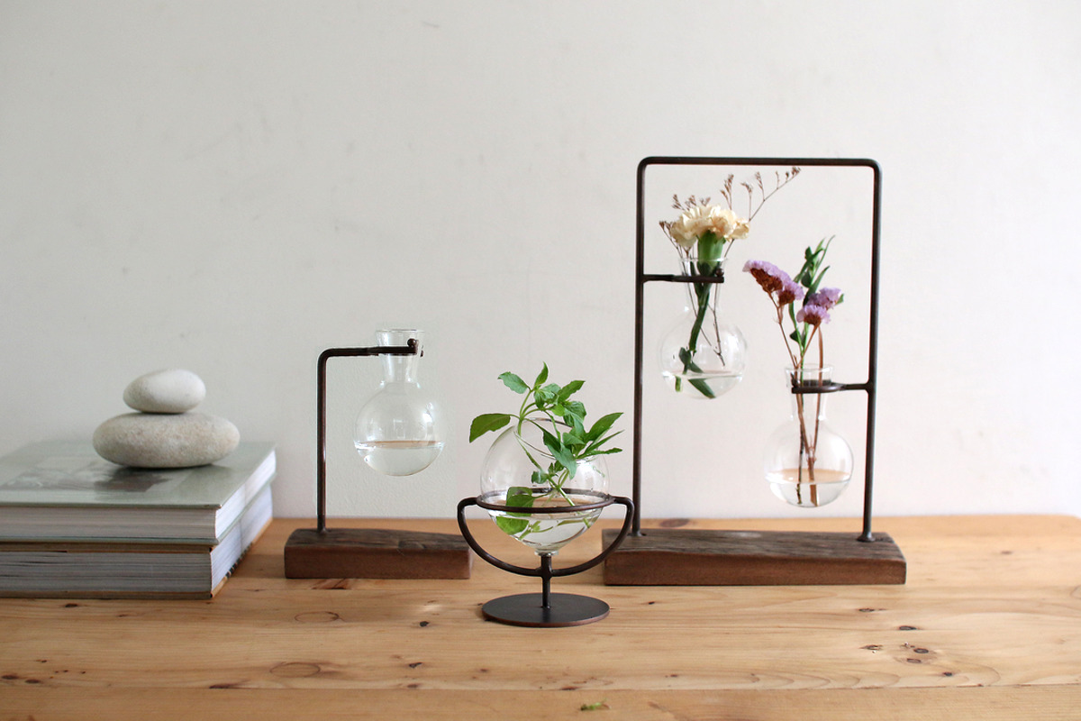 花瓶 アイアンガラスカップ フラワーベース （ 花ビン 花びん 花器