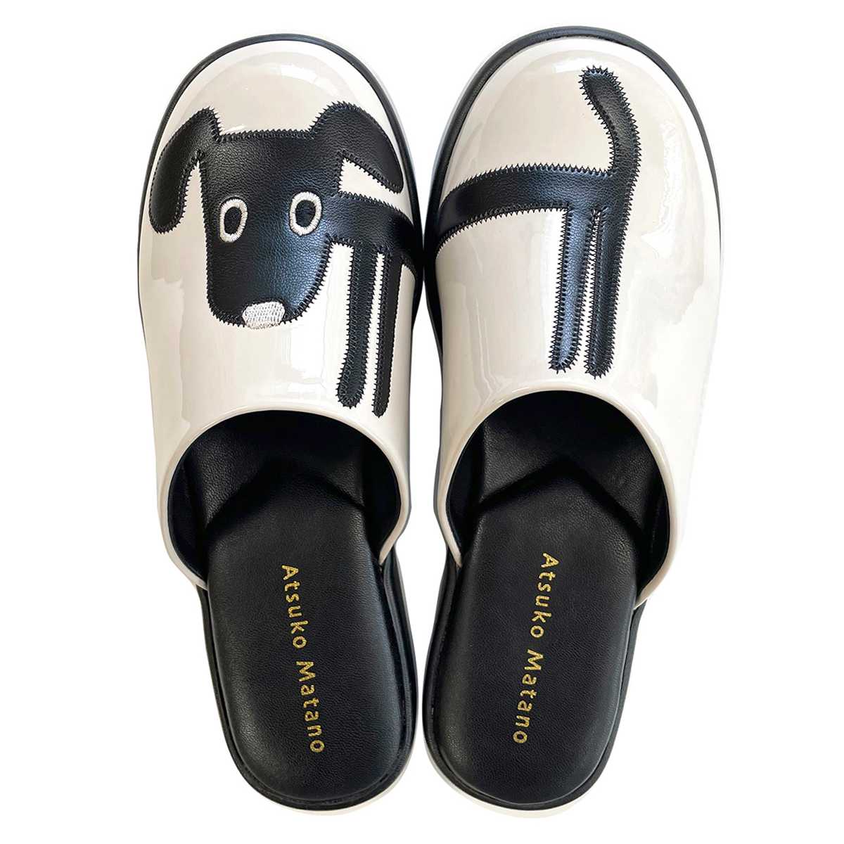 Atsuko Matano（アツコマタノ） スリッパ 外履きサンダル クロ 約23.5