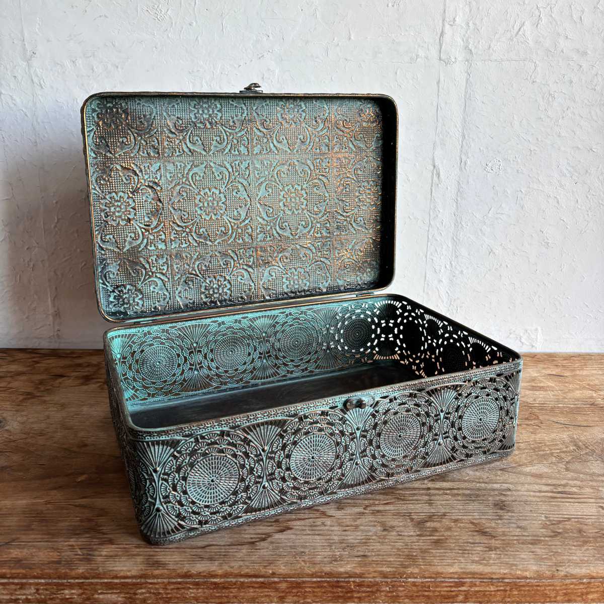 収納ボックス アンクブリキボックス L 小物入れ ふた付き 幅36×奥行