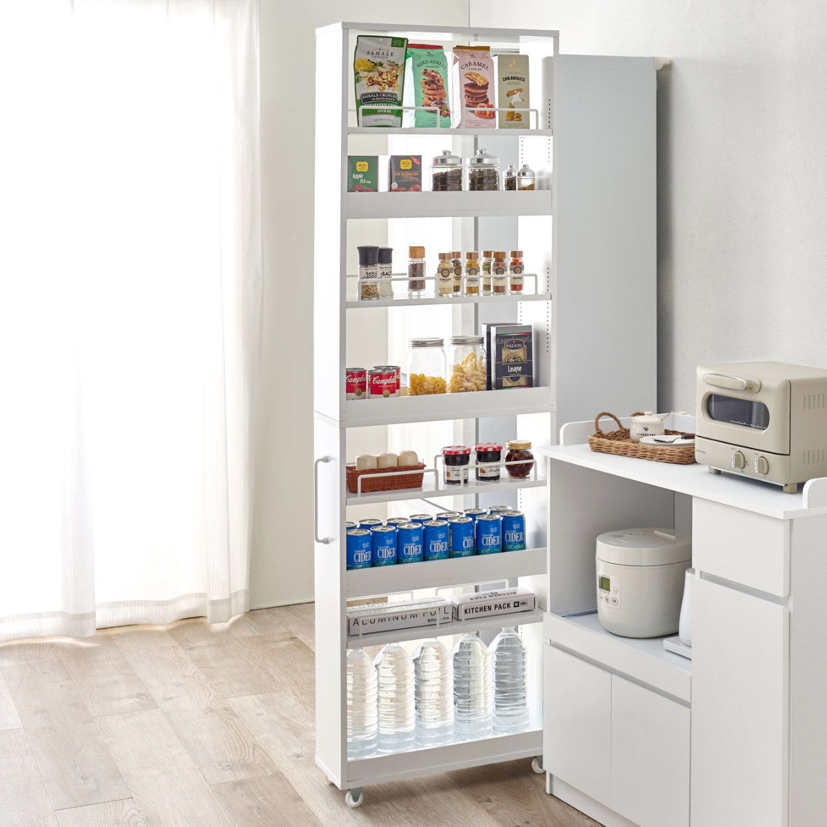 HAGiHARA（萩原） 隙間収納ワゴン 幅20cm ハイタイプ キャスター付