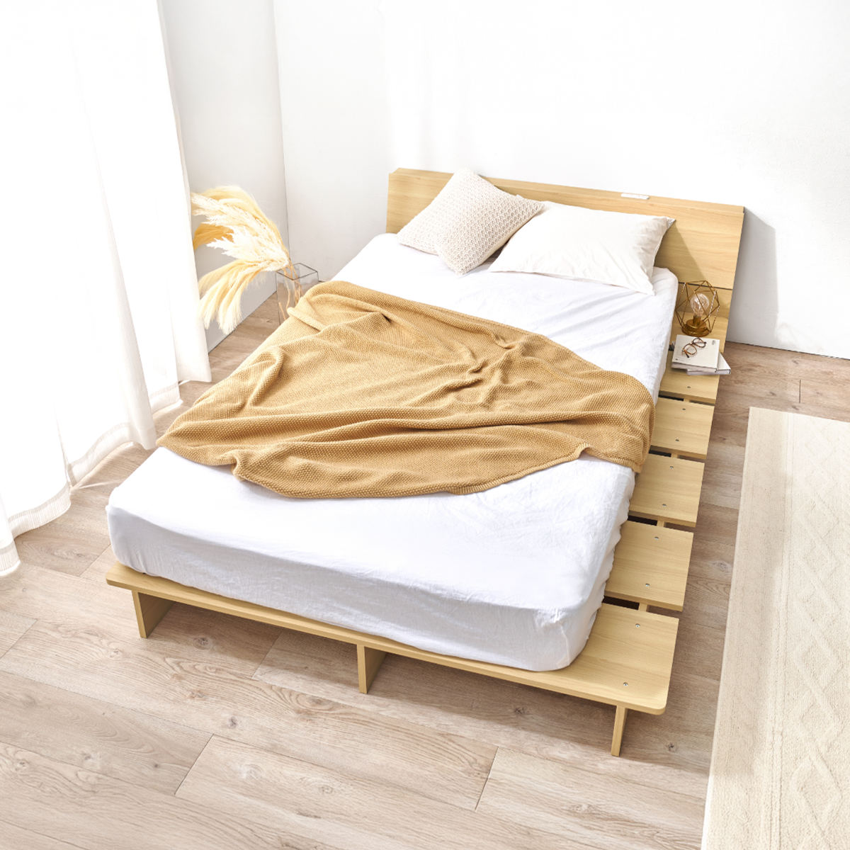 HAGiHARA（萩原） ローベッド セミダブル 幅140cm ステージベッド