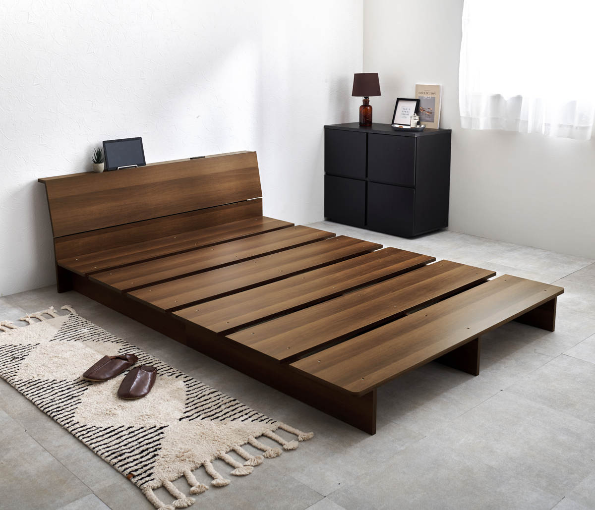 HAGiHARA（萩原） ローベッド セミダブル 幅140cm ステージベッド