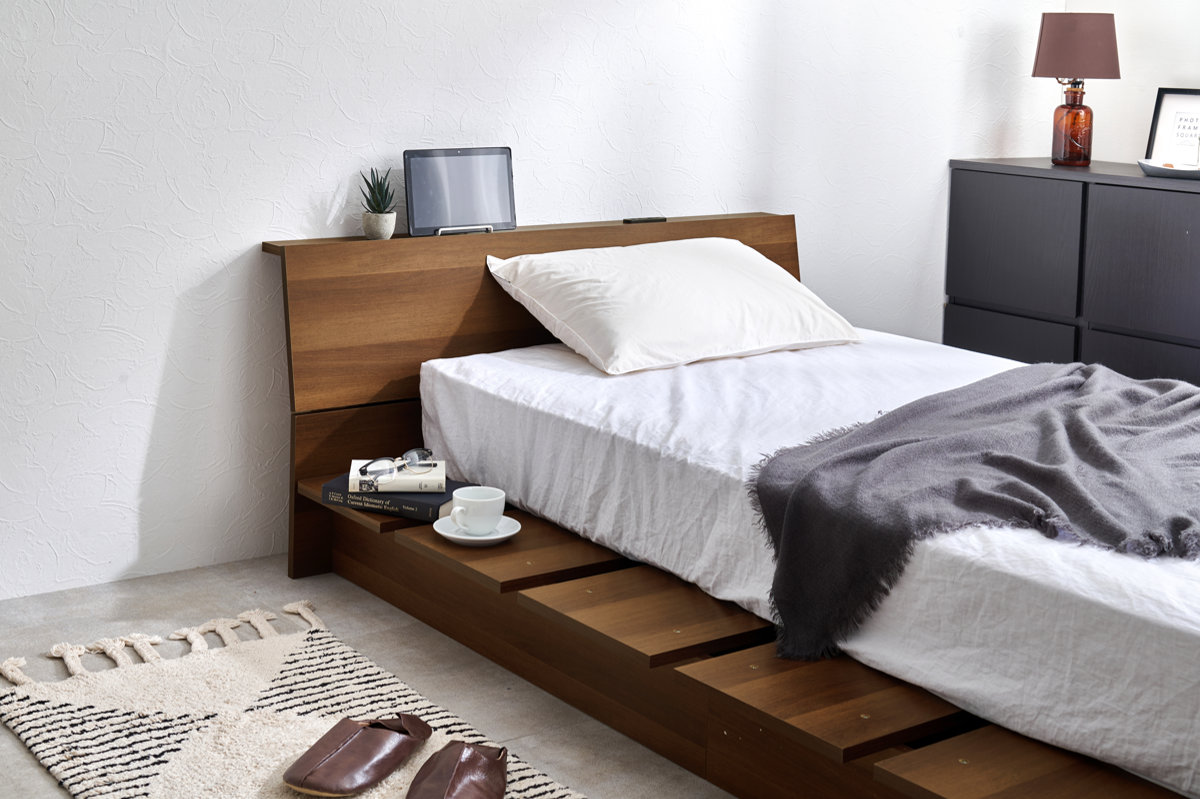 HAGiHARA（萩原） ローベッド セミダブル 幅140cm ステージベッド