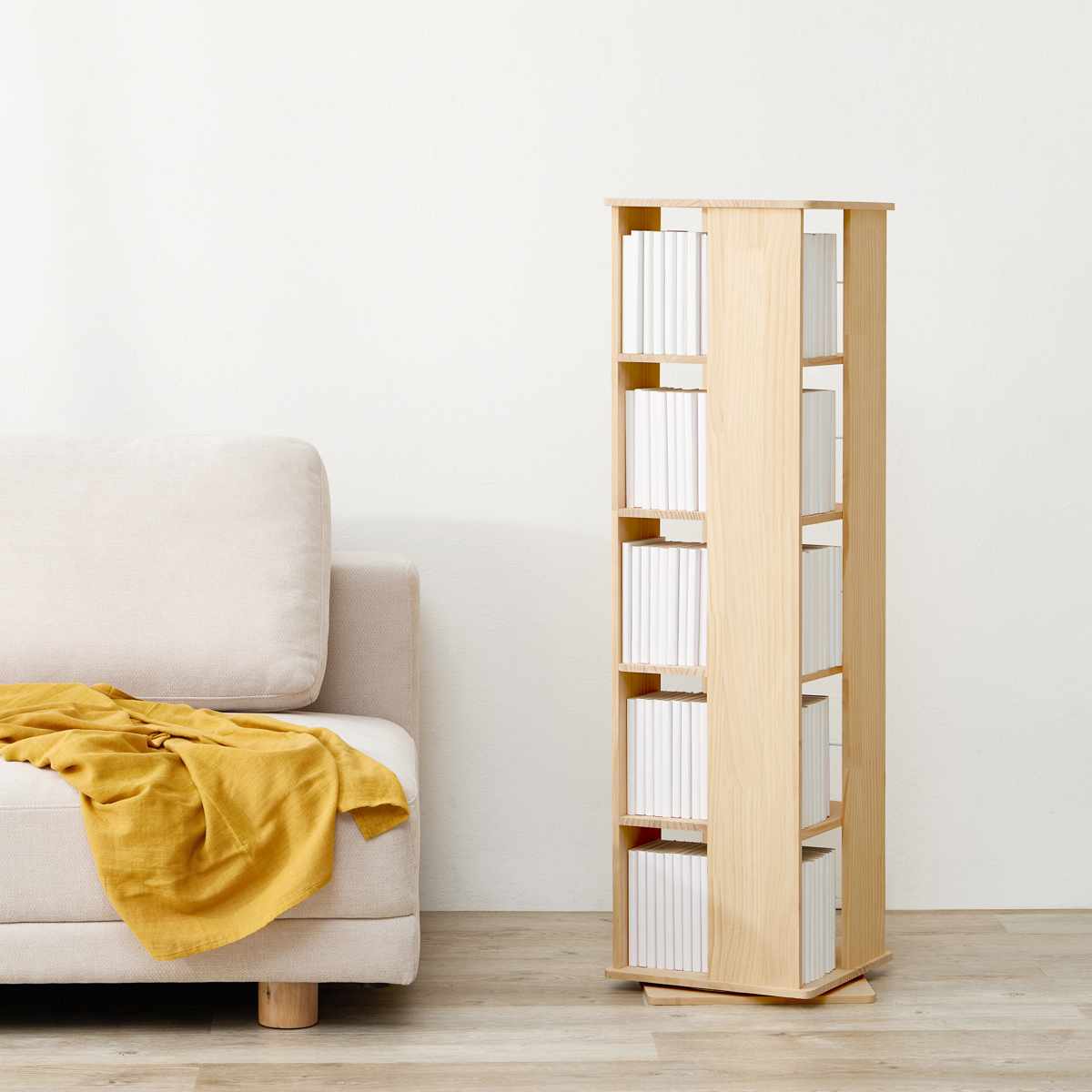 回転式 コミックラック 5段 幅46.5cm 完成品 パイン材 （ 本棚 ラック