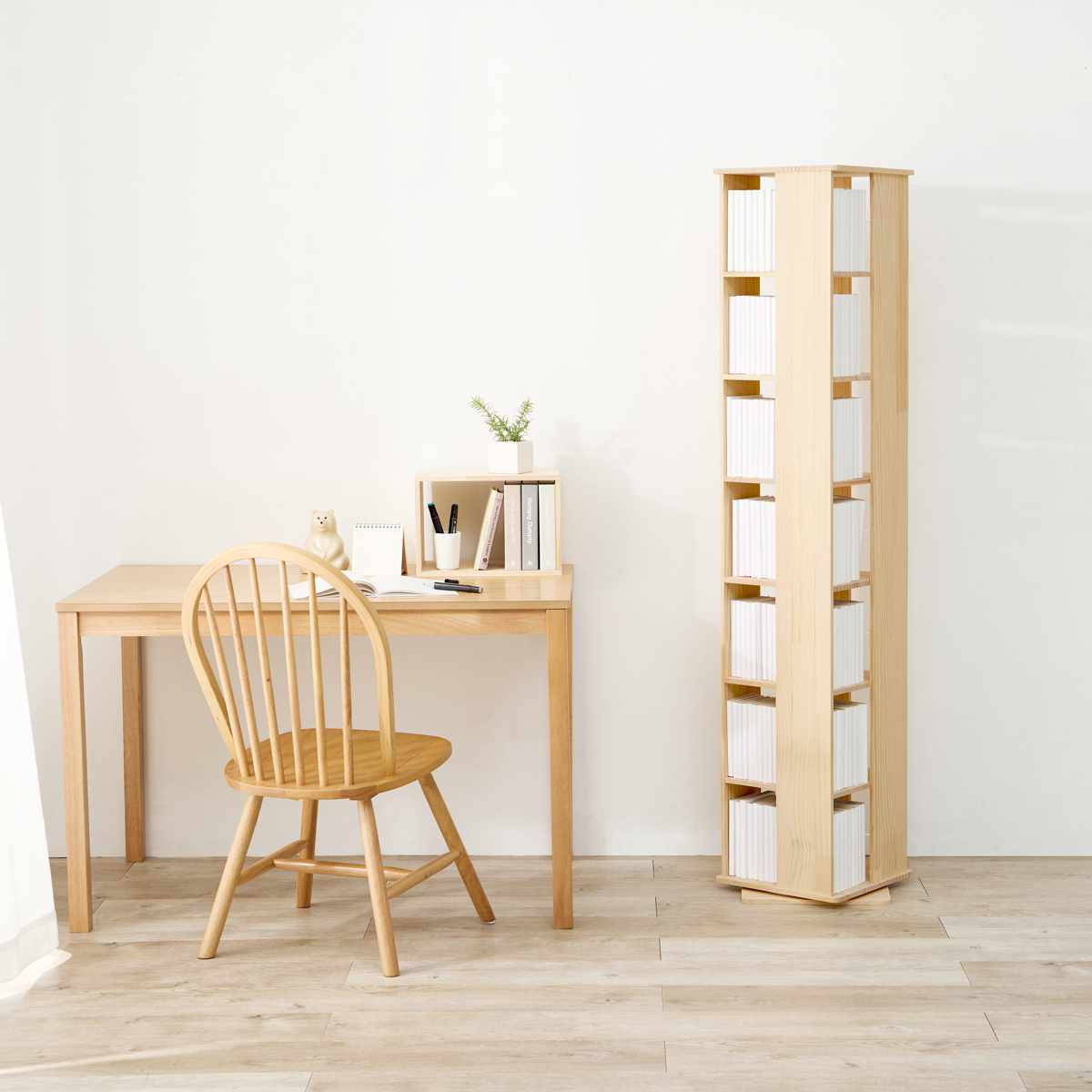 回転式 コミックラック 7段 幅46.5cm 完成品 パイン材 （ 本棚 ラック