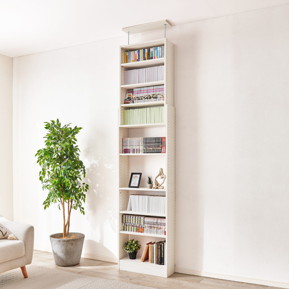 突っ張り　本棚　壁面収納　オープンラック HAGiHARA（萩原） 突っ張り 壁面収納ラック 幅60cm 頑丈 大容量