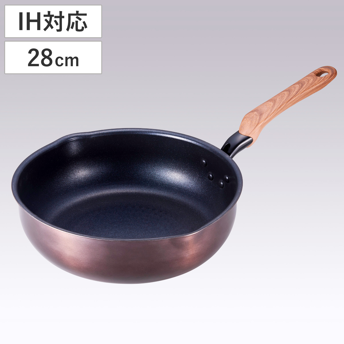 竹原製缶 フライパン 22cm 深型 IH対応 和楽亭 絢 日本製 （ ガス火