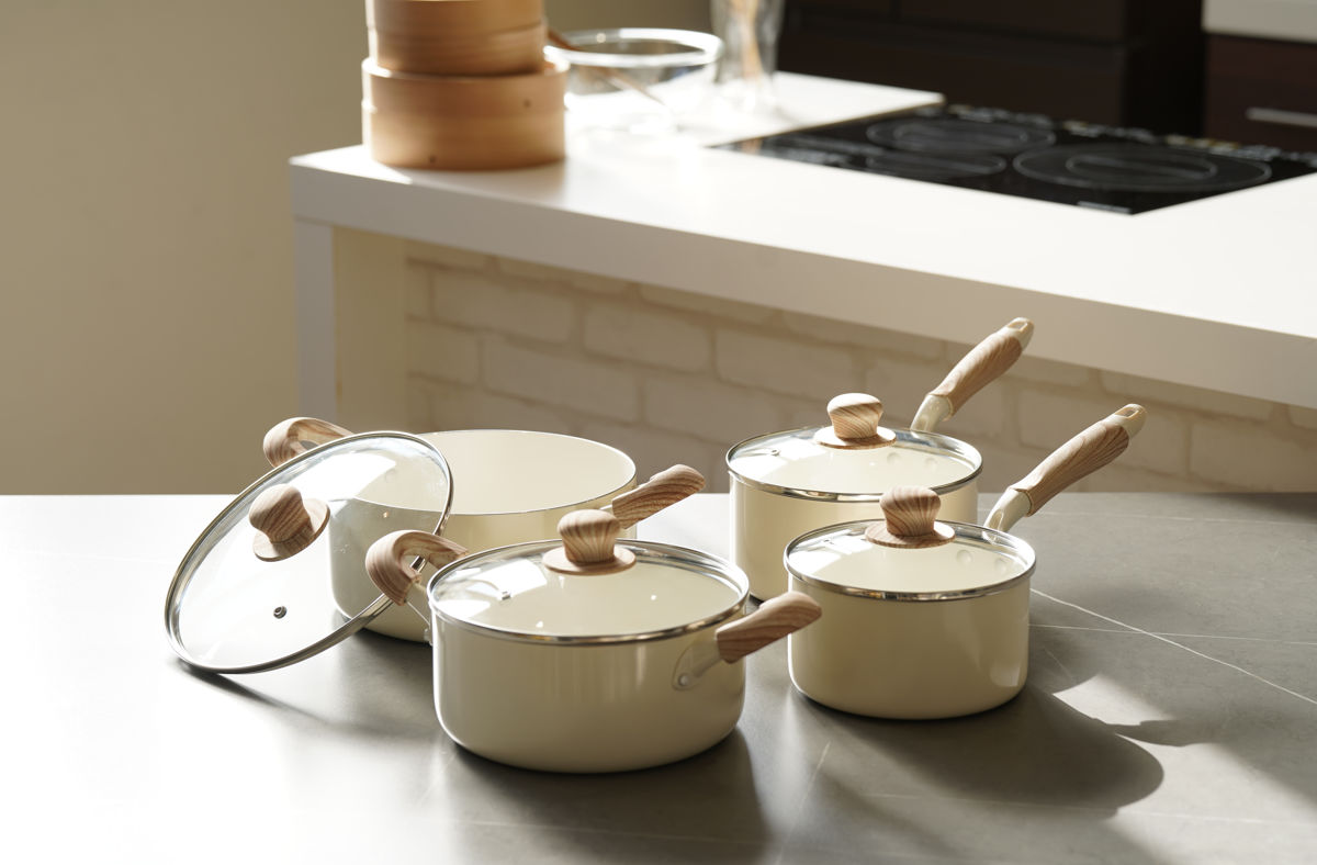 パール金属 片手鍋 18cm IH対応 ガラス蓋付き セラミール （ ガス火