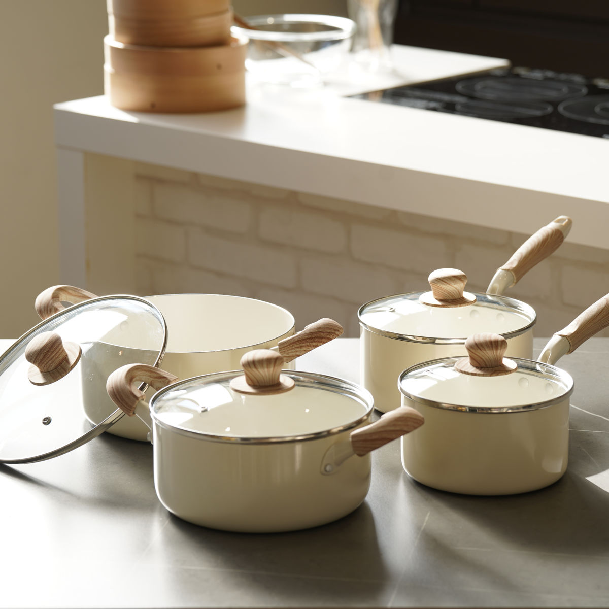 パール金属 片手鍋 18cm IH対応 ガラス蓋付き セラミール （ ガス火