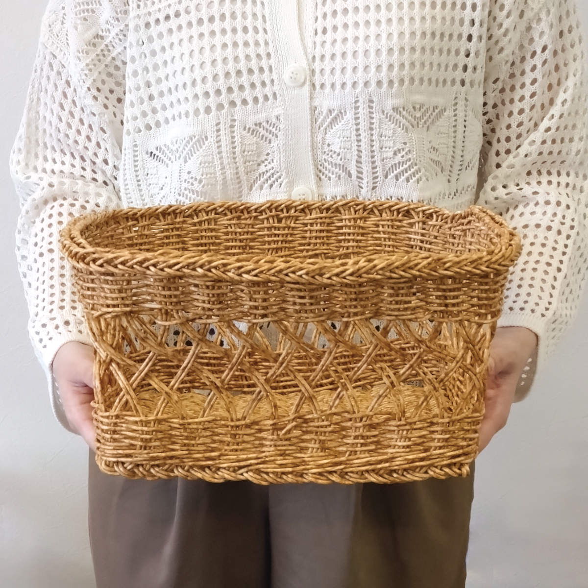 かご 洗える ルル バスケット スクエア L （ 幅31×奥行27×高さ17cm