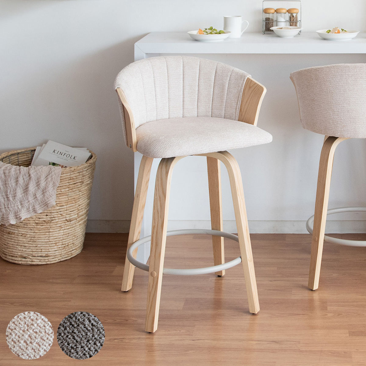 宮武製作所 カウンターチェア 回転式 座面高65cm バーチェア Litas