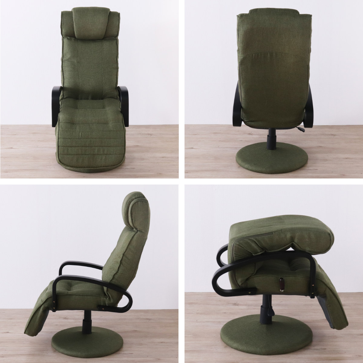 高座椅子 回転式 昇降式 ハイバック リクライニングチェア ポケット