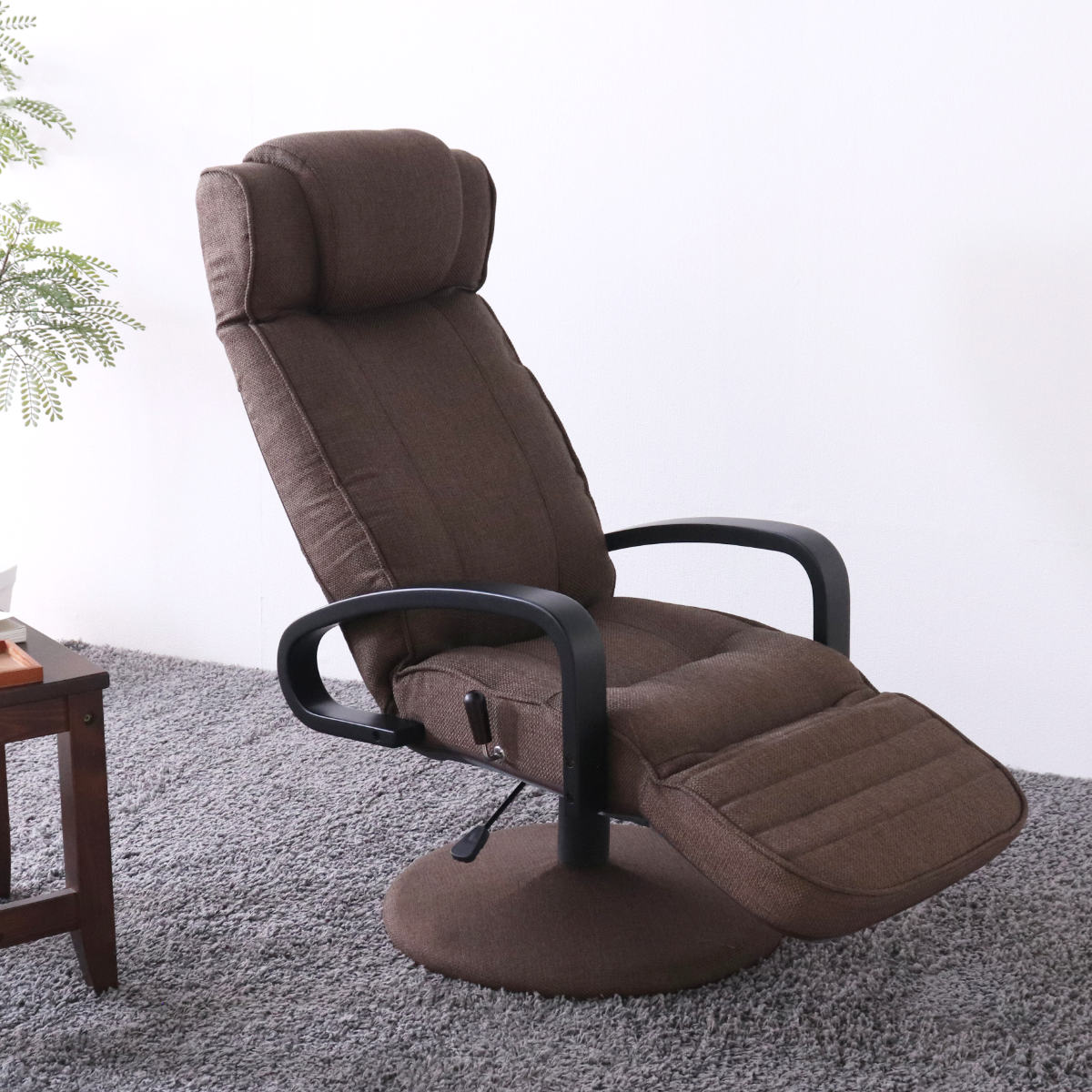 高座椅子 回転式 昇降式 ハイバック リクライニングチェア ポケット