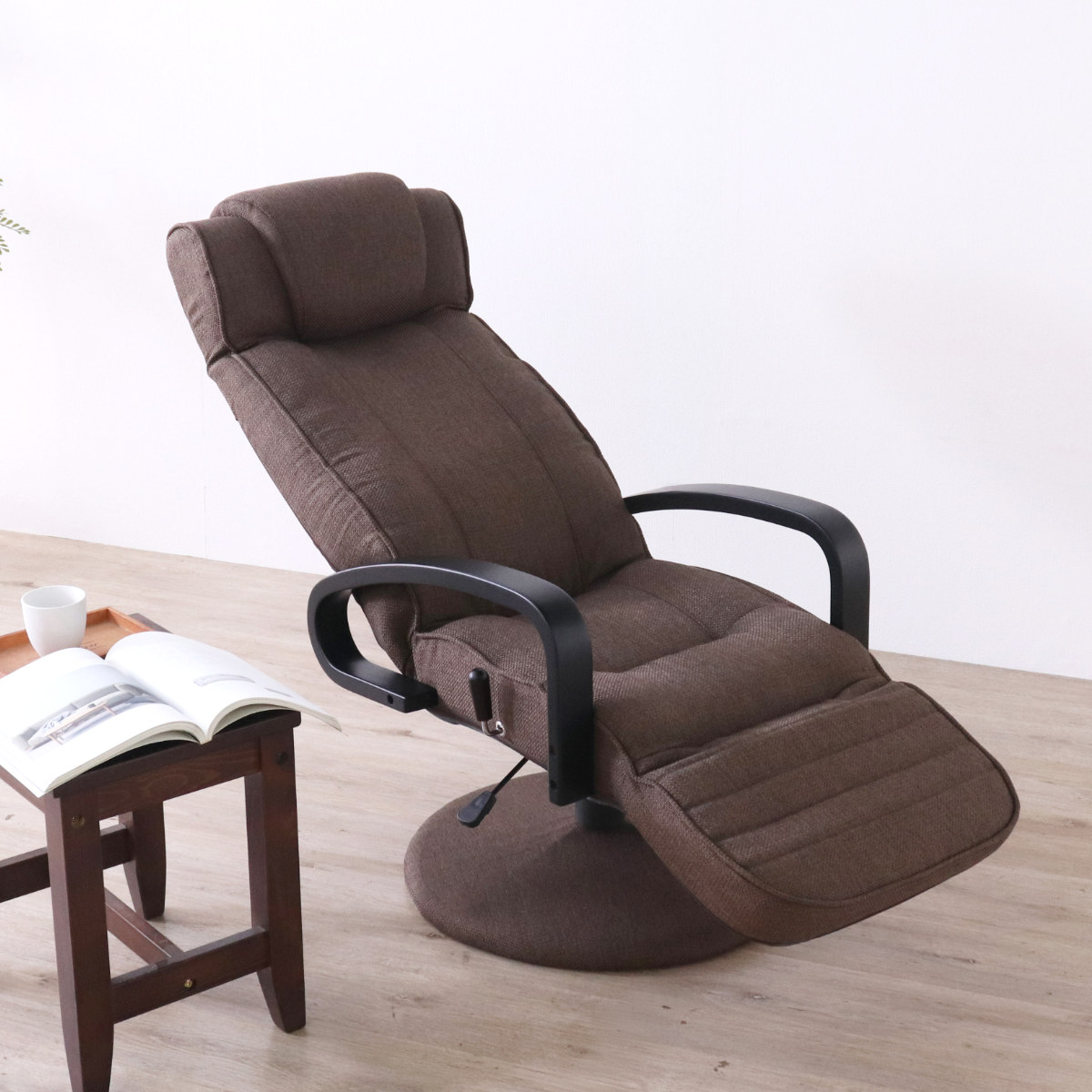 高座椅子 回転式 昇降式 ハイバック リクライニングチェア ポケット