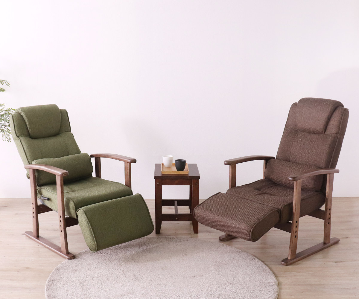 高座椅子 ハイバック フットレスト付 座面3段階調整 ポケットコイル