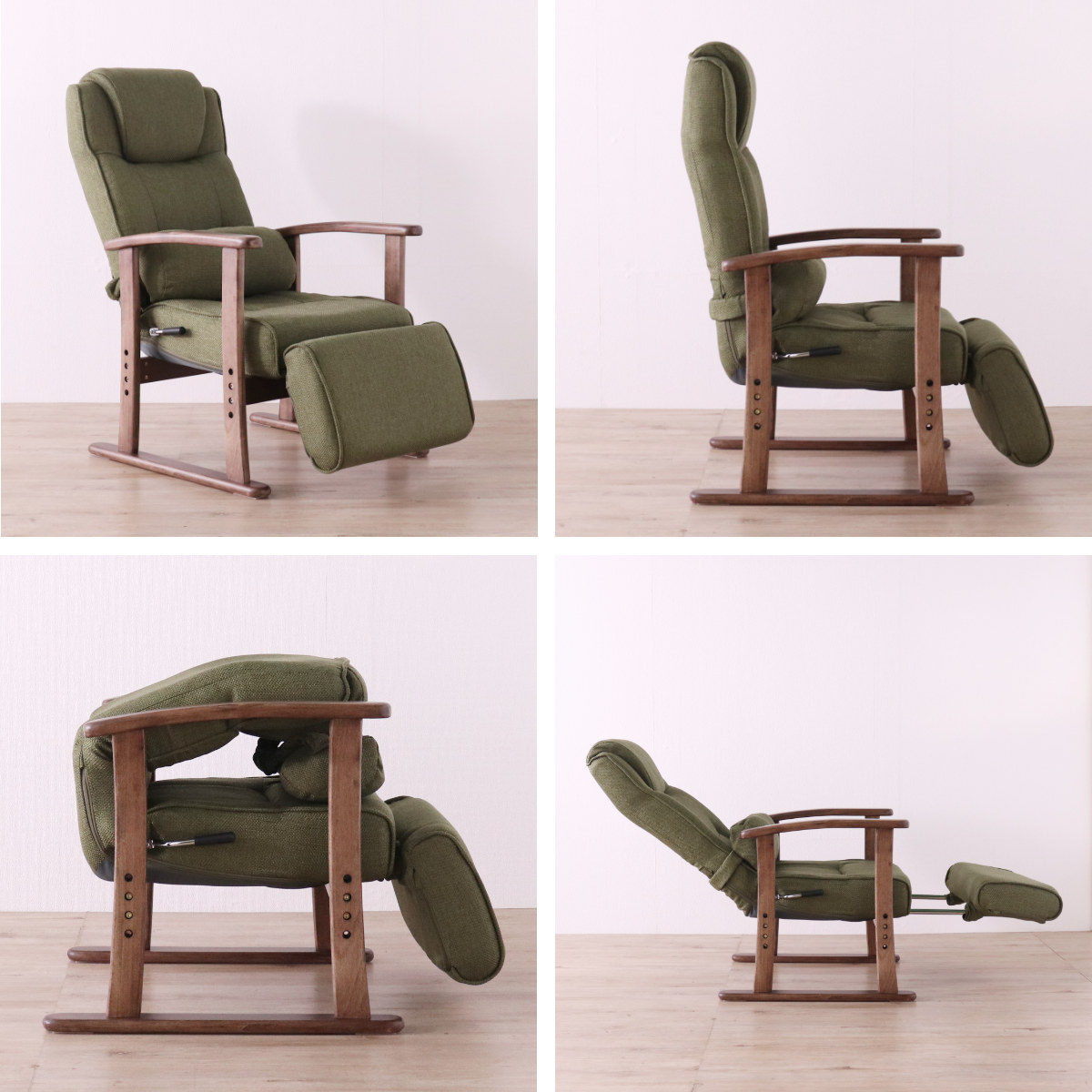 高座椅子 ハイバック フットレスト付 座面3段階調整 ポケットコイル