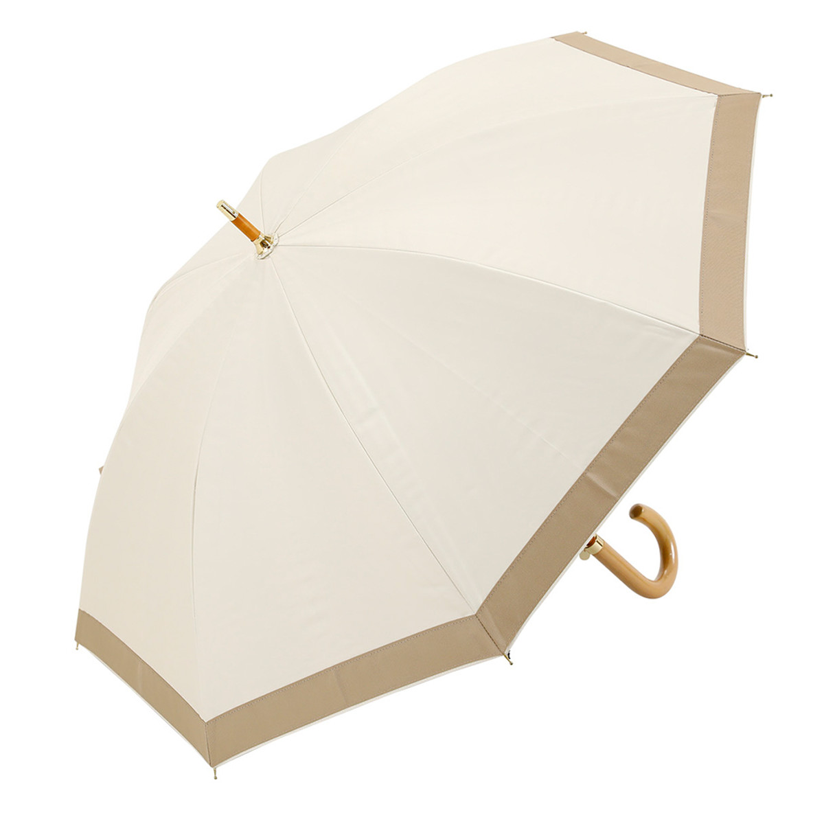 バーバリー　長傘　白　ゴールド 長傘 centelleo 晴雨兼用 グログラン リボン パラソル 手開き式 50cm