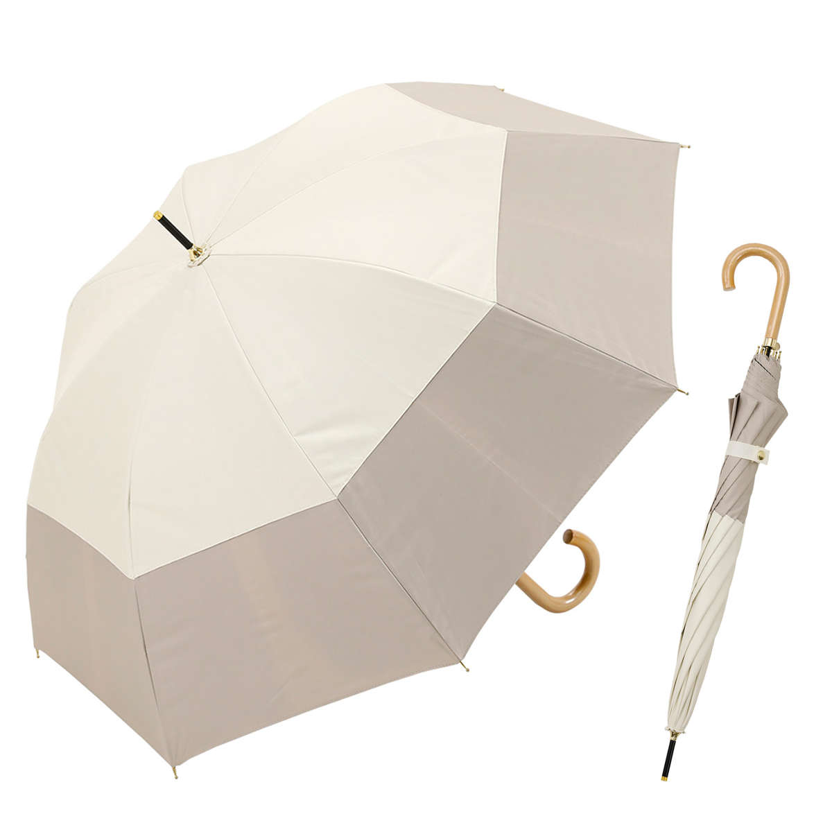 長傘 centelleo 晴雨兼用 バイカラー パラソル 手開き式 50cm （ 傘