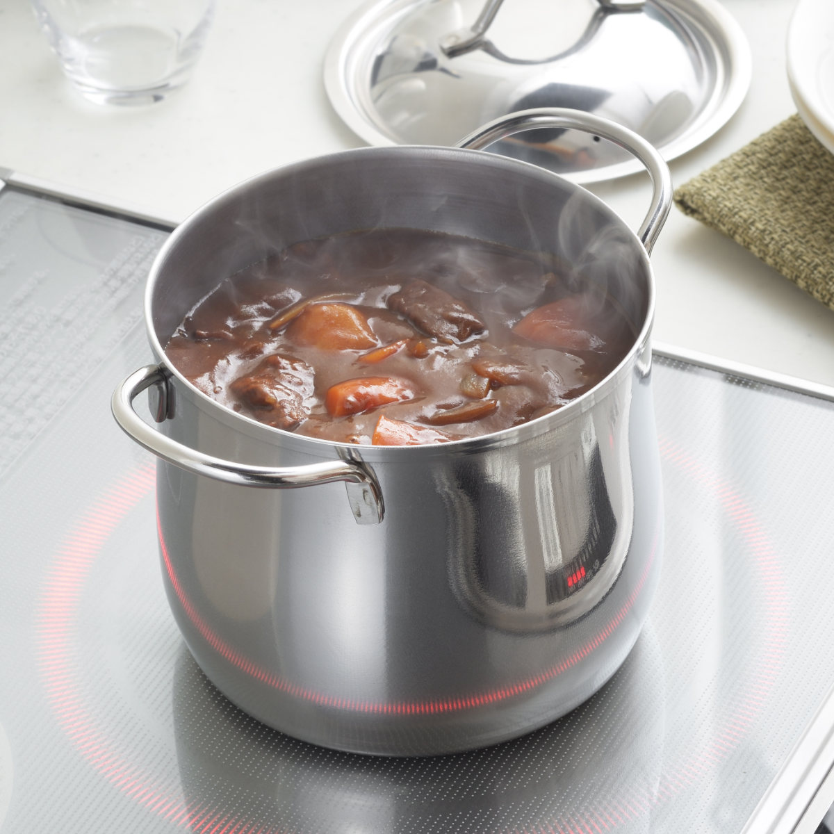 ヨシカワ 両手鍋 14cm 深型 IH対応 煮込み鍋 ステンレス製 日本製