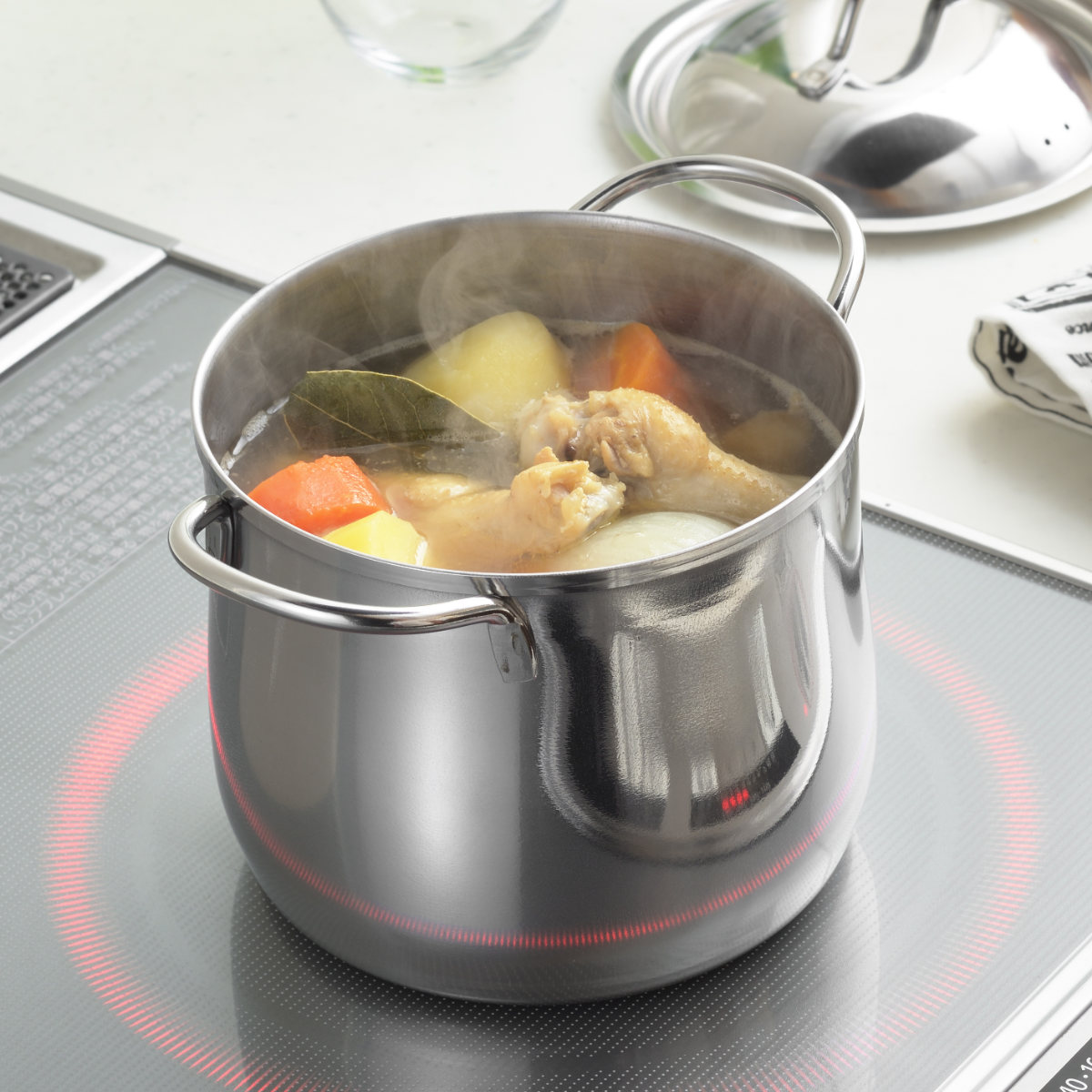 ヨシカワ 両手鍋 14cm 深型 IH対応 煮込み鍋 ステンレス製 日本製