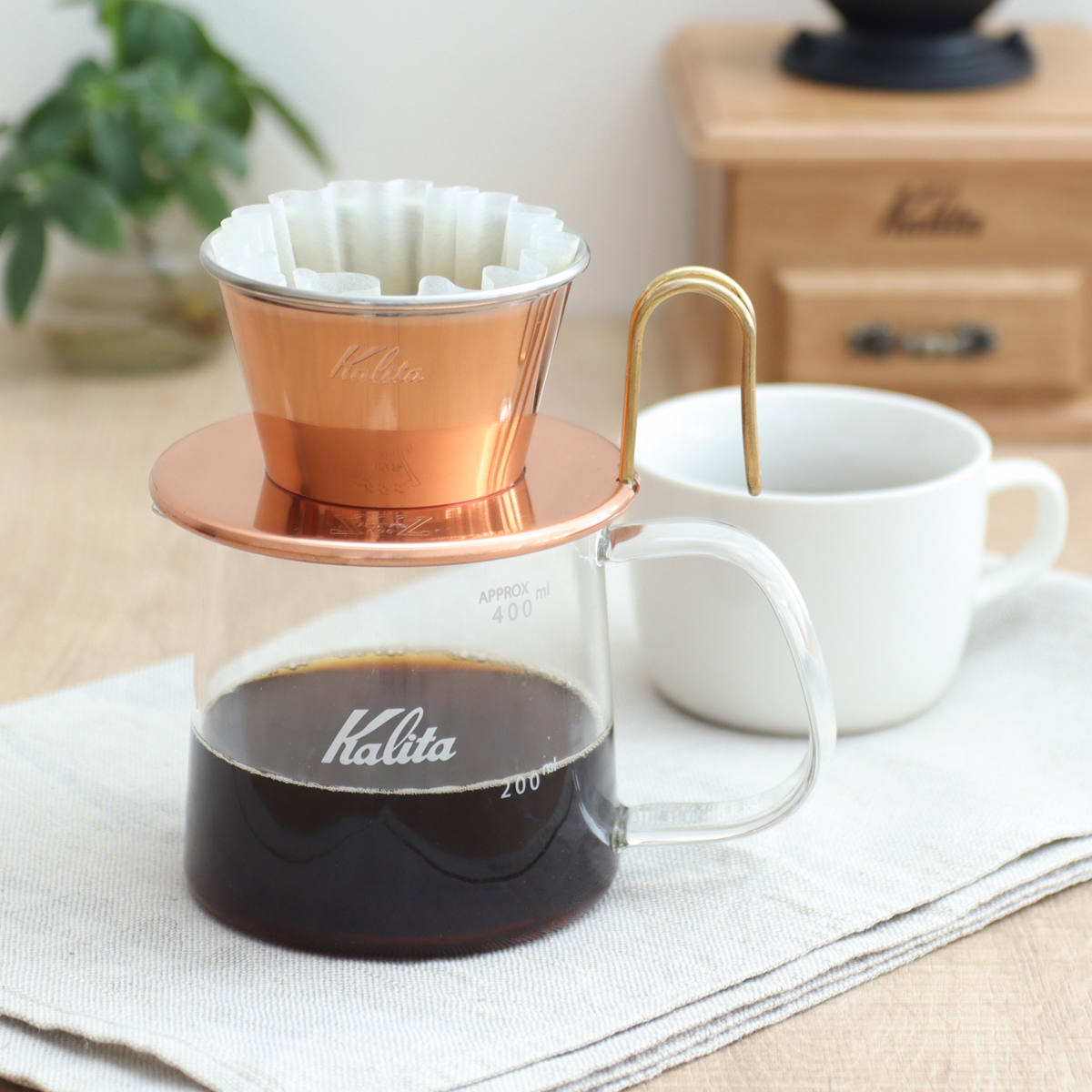 カリタ　銅ドリッパー&amp;フィルター Kalita（カリタ） ウェーブ コーヒードリッパー DC-155 1〜2人用 銅