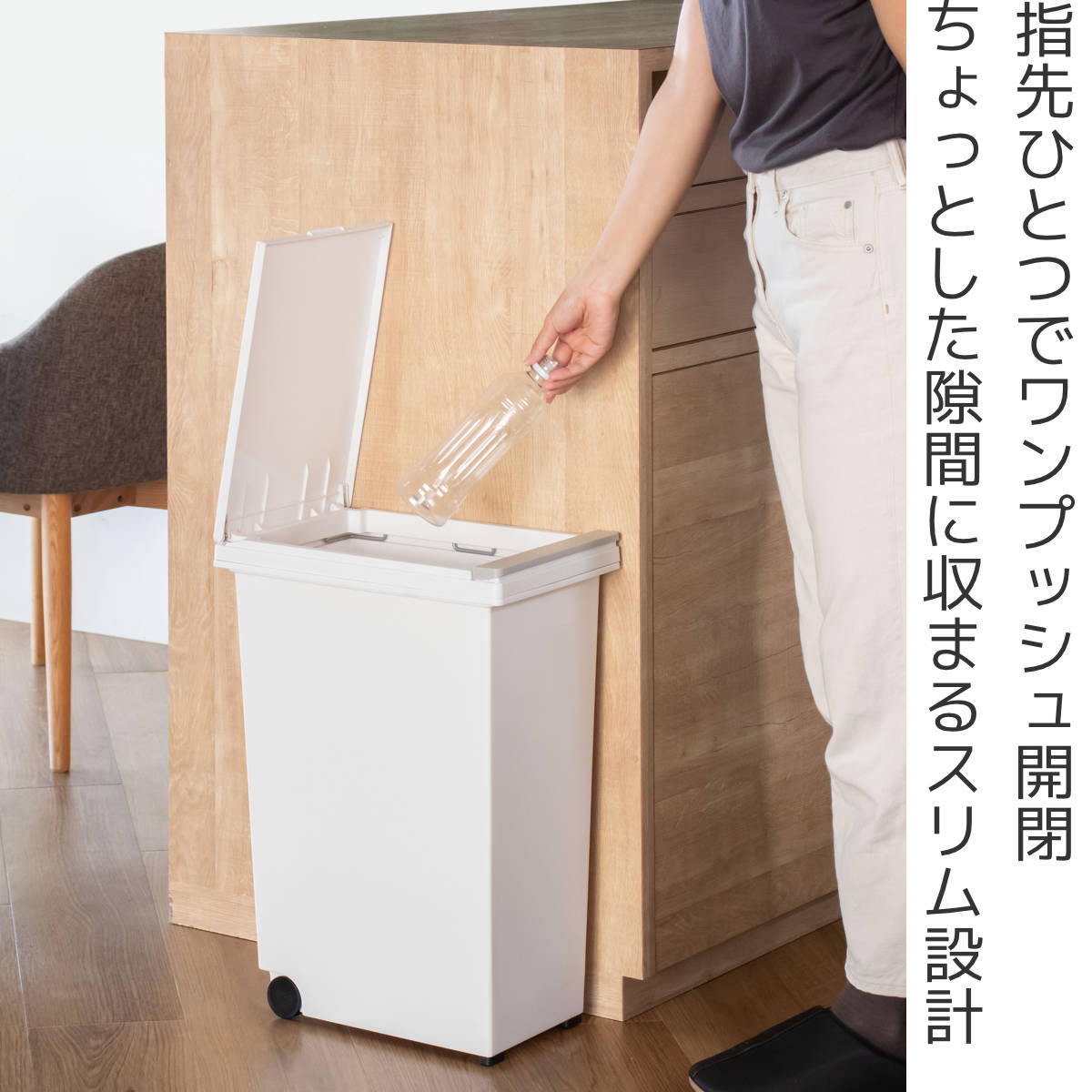 アスベル（ASVEL） ゴミ箱 30L エバン プッシュペールホワイト 