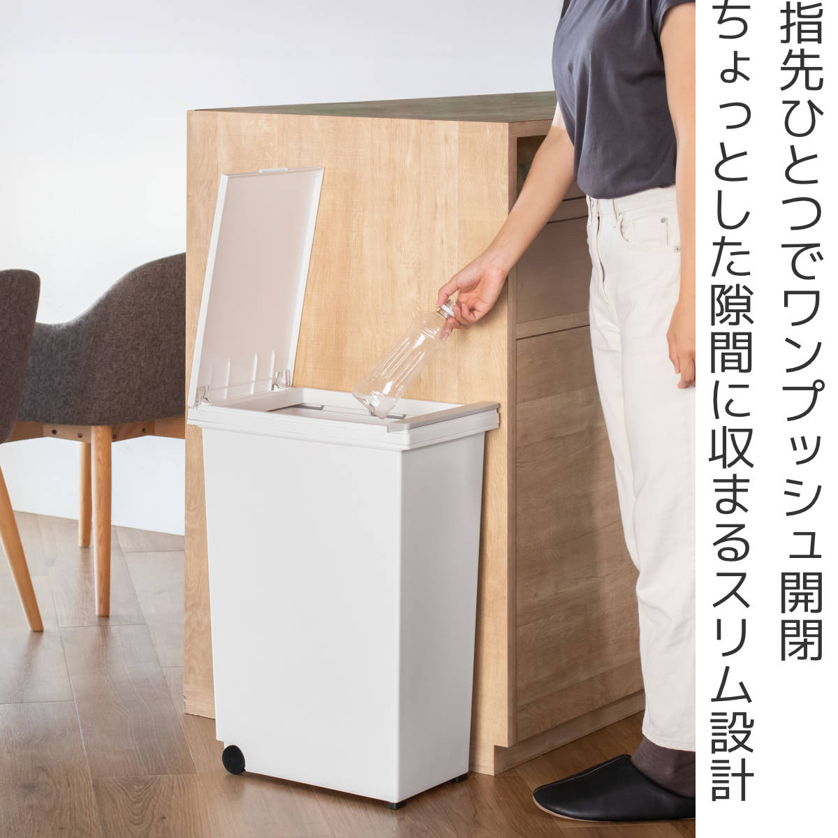 アスベル（ASVEL） ゴミ箱 45L エバン プッシュペールホワイト