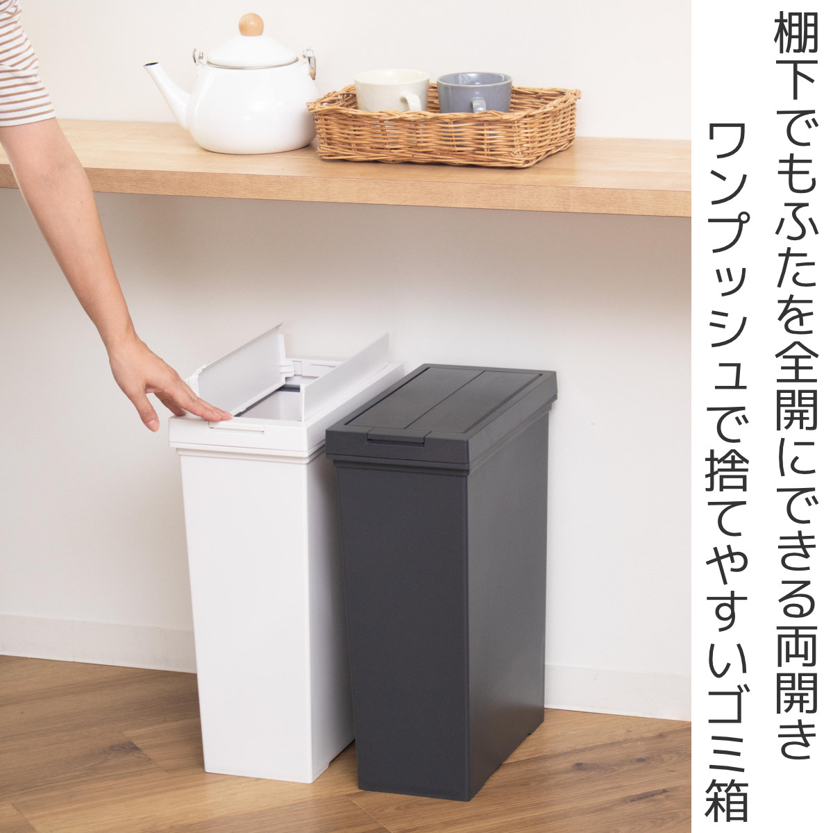アスベル（ASVEL） ゴミ箱 20L 棚下で使える 両開き プッシュダスト 袋