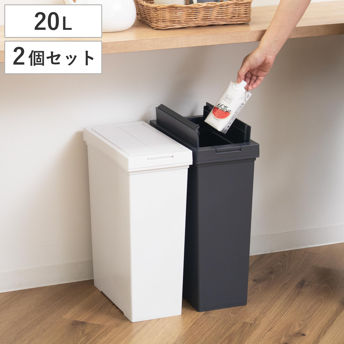 アスベル（ASVEL） ゴミ箱 20L 2個セット 棚下で使える 両開き
