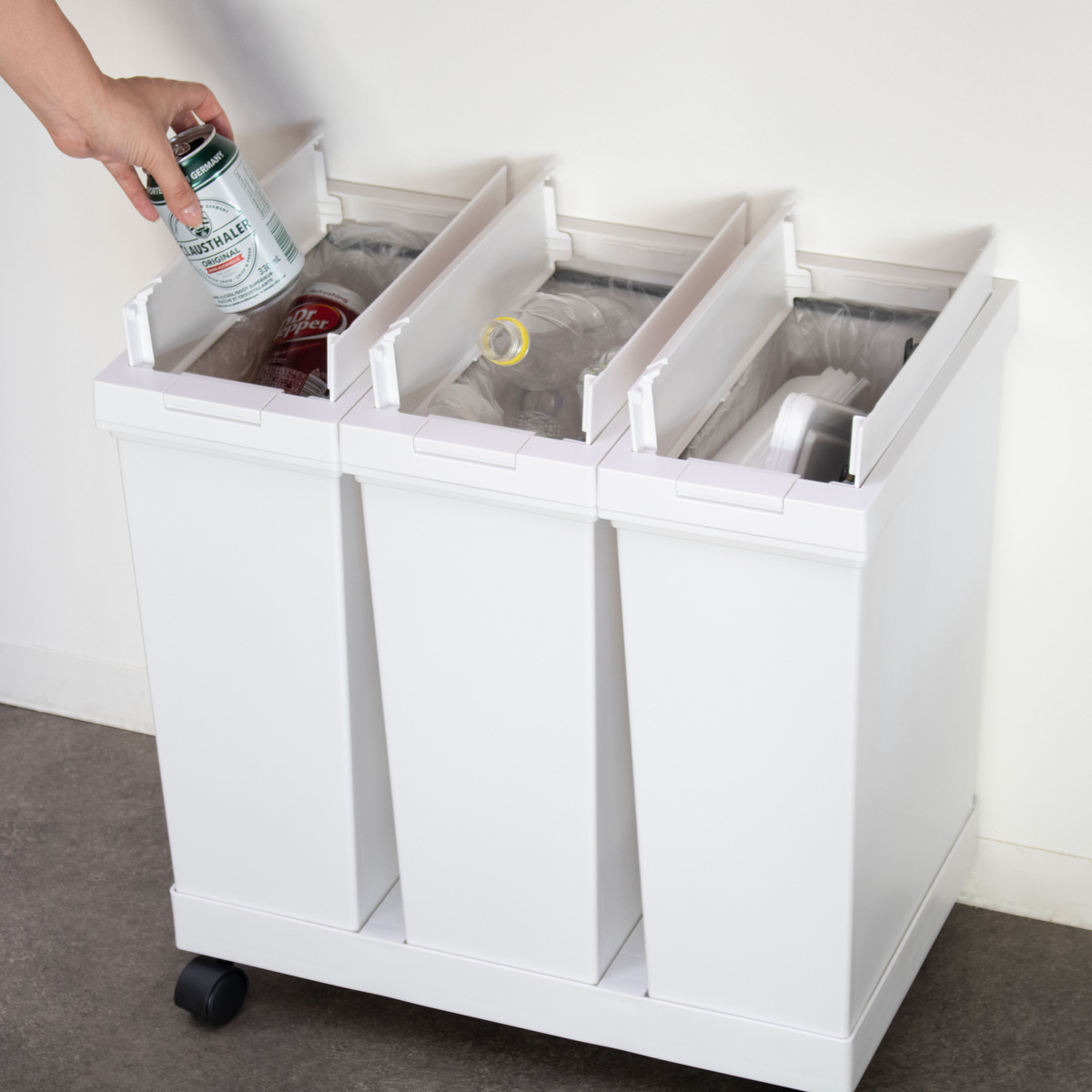 アスベル（ASVEL） ゴミ箱 20L×3個 棚下で使える 両開き 3分別ワゴン