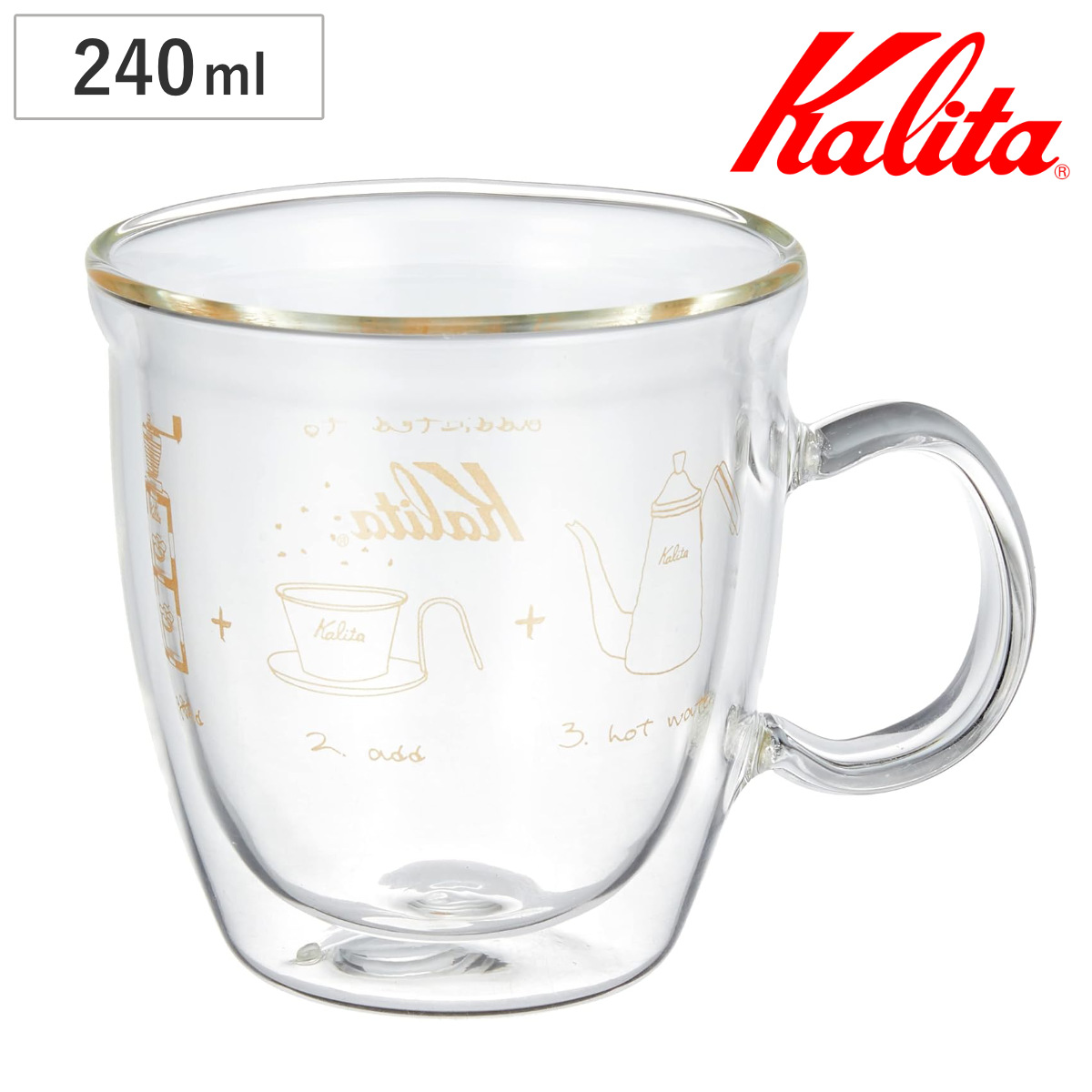 Kalita（カリタ） マグカップ 240ml ダブルウォールマグ S G （ ガラス