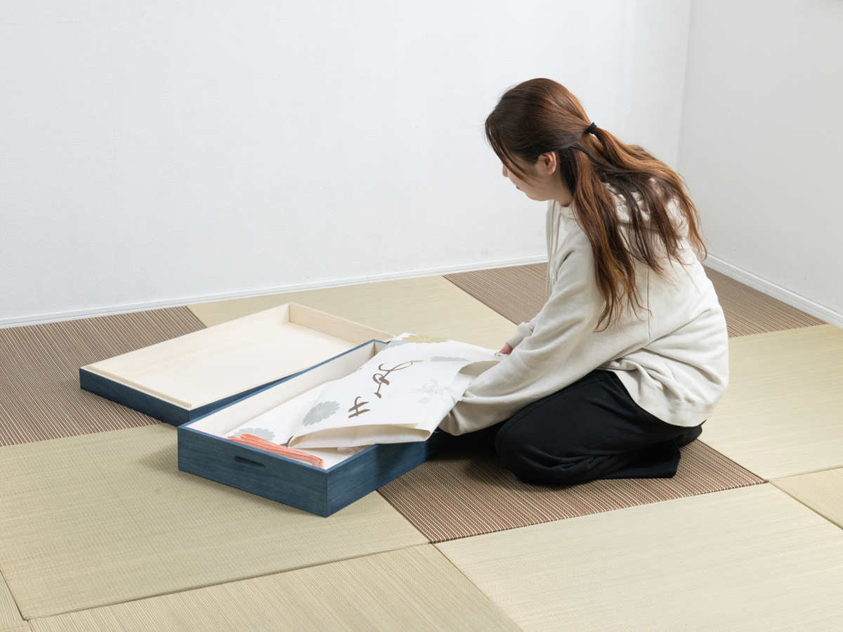 桐 衣装ケース 幅74cm 藍染め デニム 日本製 （ 桐箱 天然木 藍
