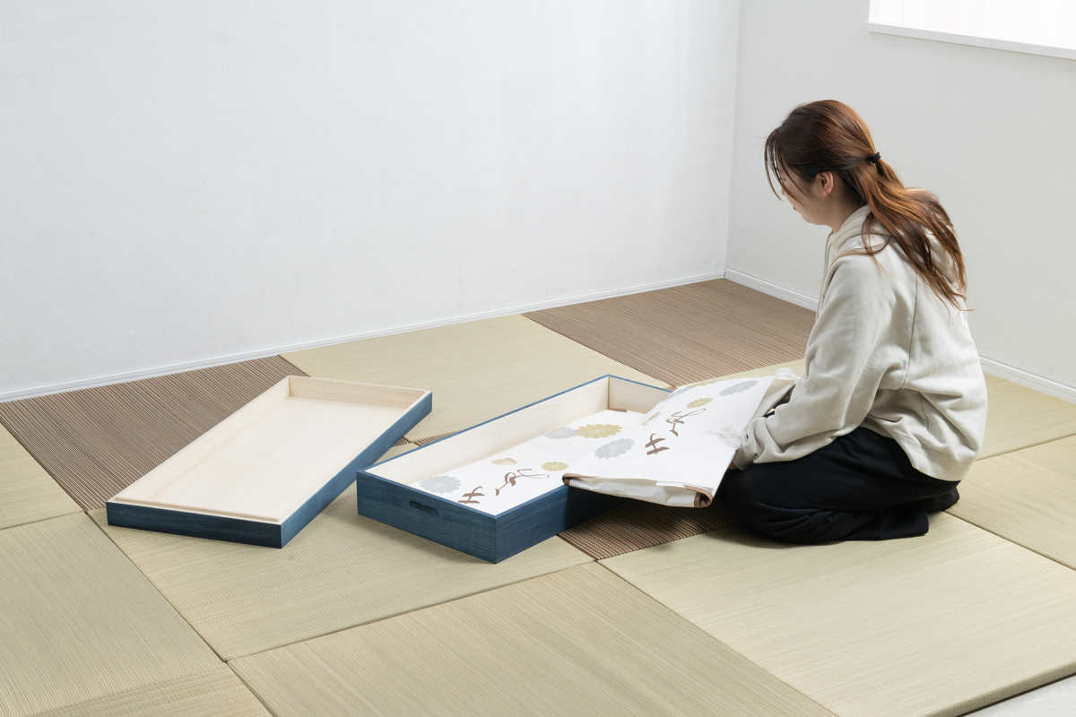 桐 衣装ケース 幅91cm 藍染め デニム 日本製 （ 桐箱 天然木 藍