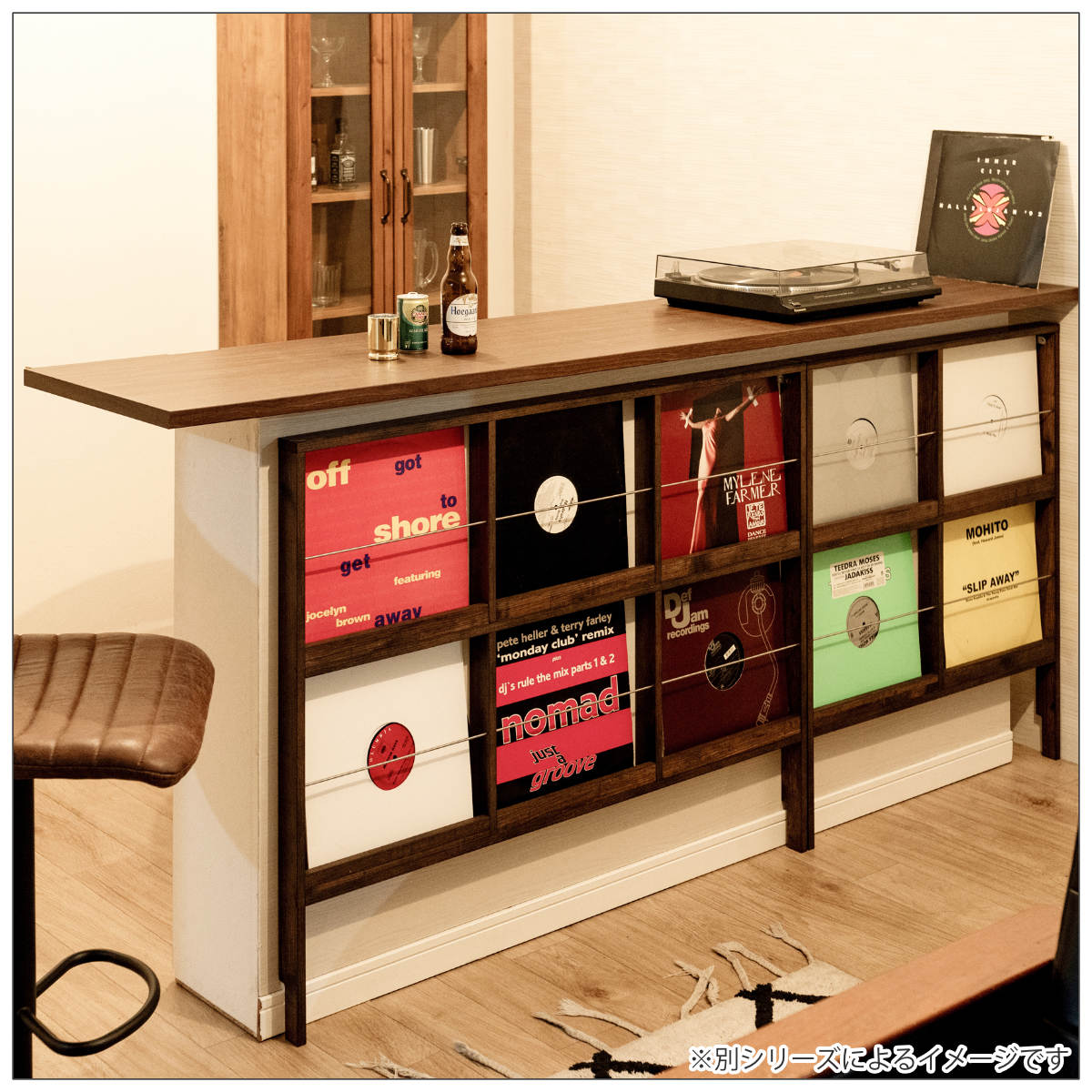 壁面レコードラック 幅74.5cm 4マス ホワイト （ レコードラック 壁面