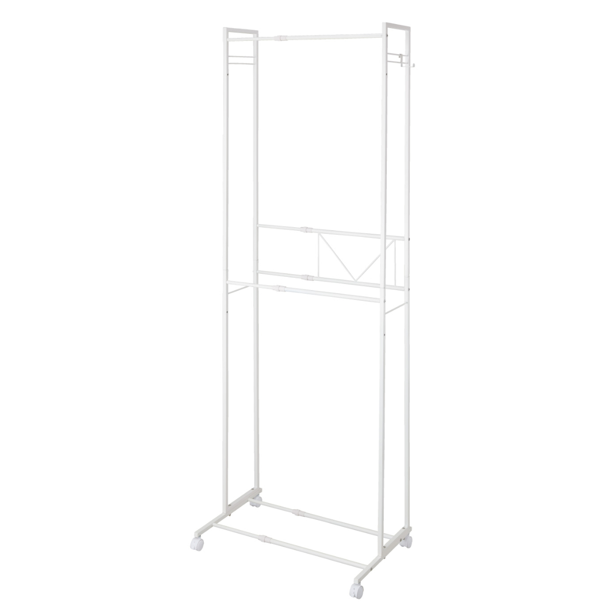 ハンガーラック 2段 ワイド 伸縮タイプ キャスター付き （ コート