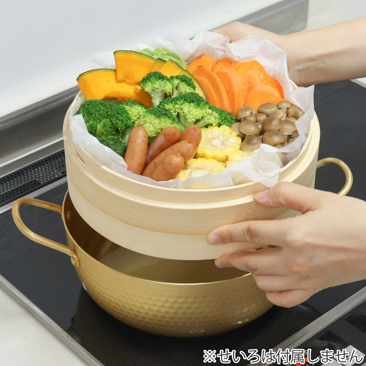 和平フレイズ 蒸し器 2段 24cm IH対応 hocona ガラス蓋付き 蒸し鍋