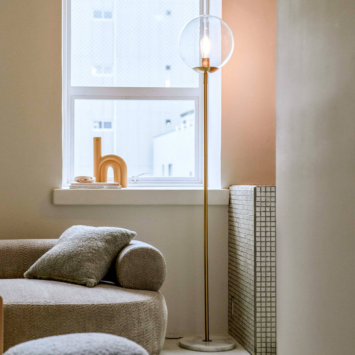 東谷 スタンドライト LED対応 電球付き 大理石 フロアライト （ ガラス