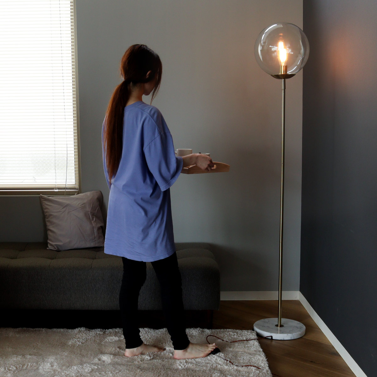 東谷 スタンドライト LED対応 電球付き 大理石 フロアライト （ ガラス