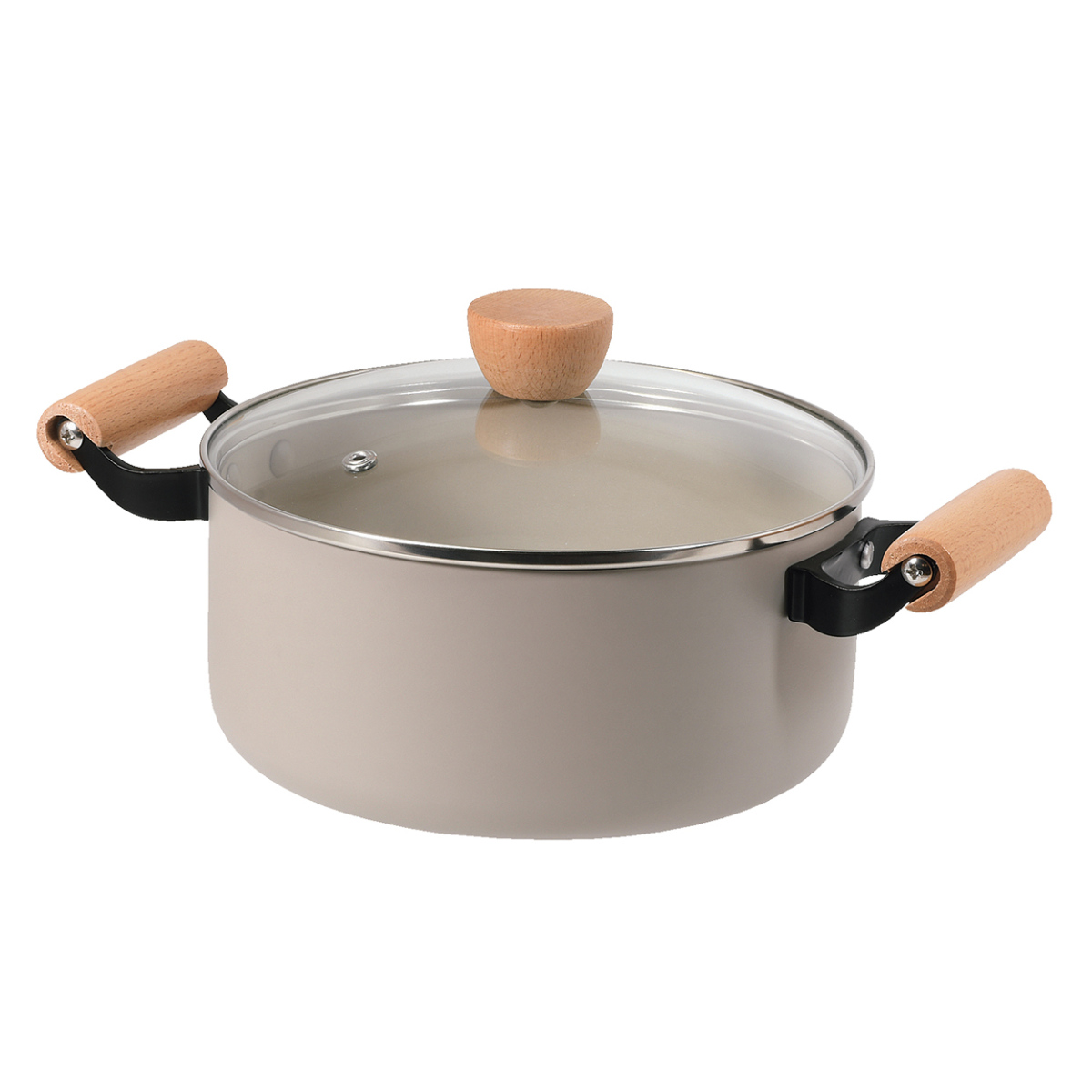 パール金属 両手鍋 20cm 深型 IH対応 ガラス蓋付き スプル （ ガス火