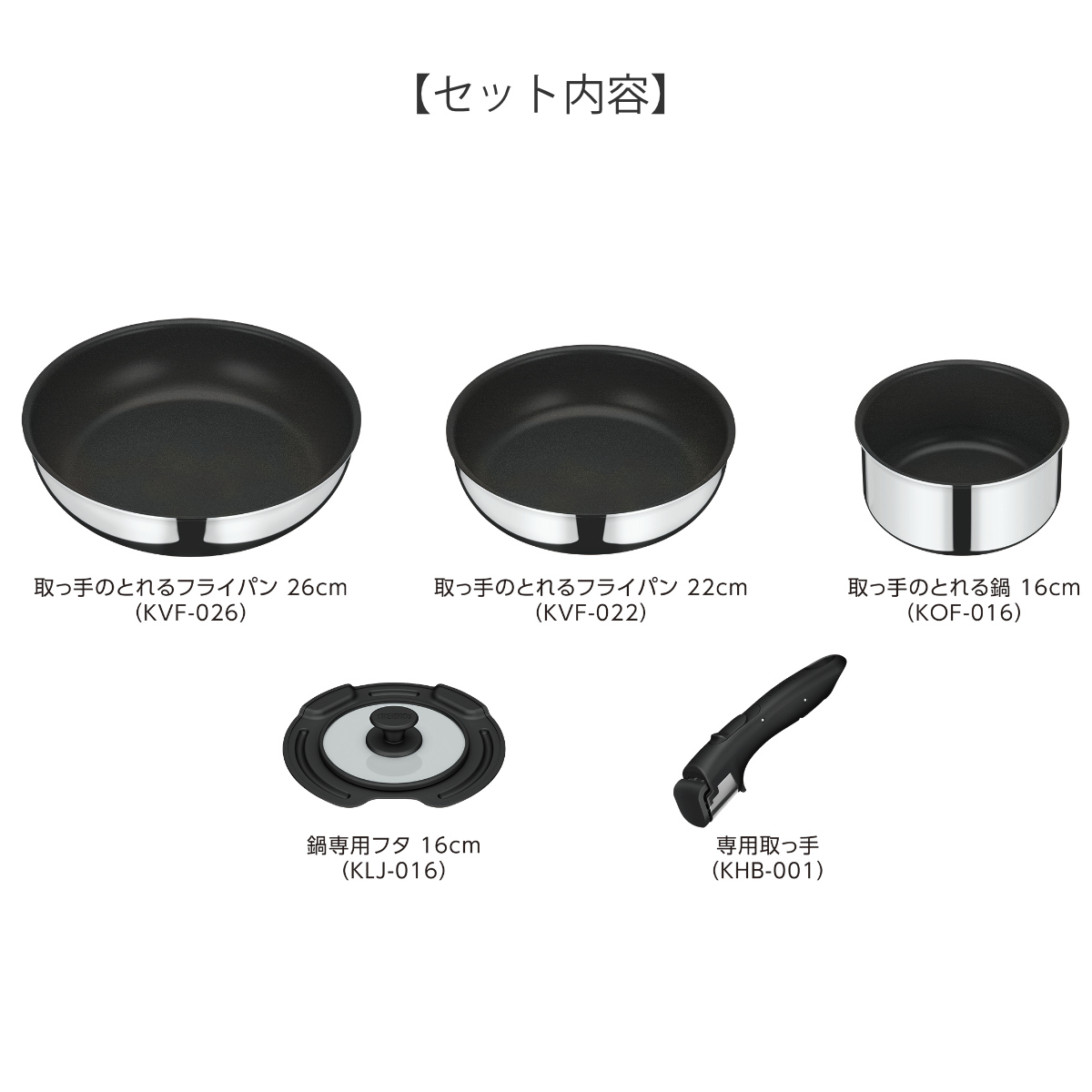 THERMOS（サーモス） 取っ手のとれるフライパン5点セットIH対応 着脱