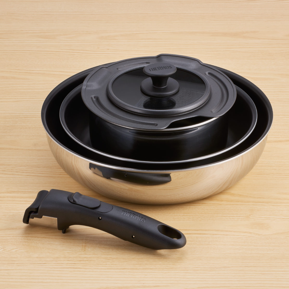 THERMOS（サーモス） 取っ手のとれるフライパン5点セットIH対応 着脱