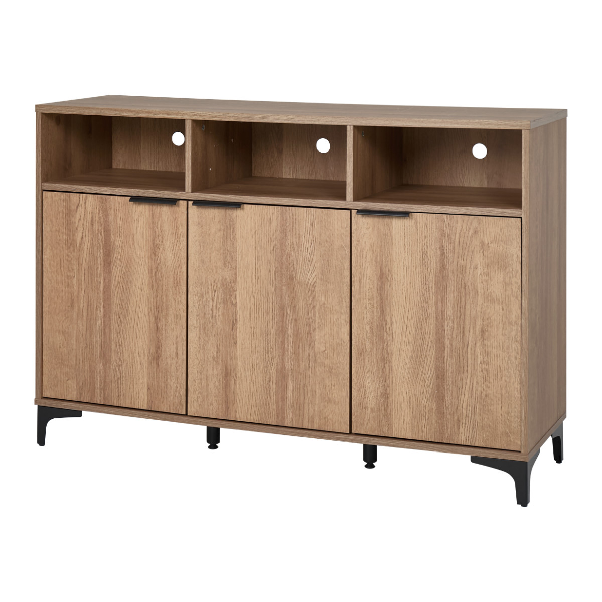 HAGiHARA（萩原） キャビネット 幅120cm 木目調 背面化粧 （ 棚 ラック