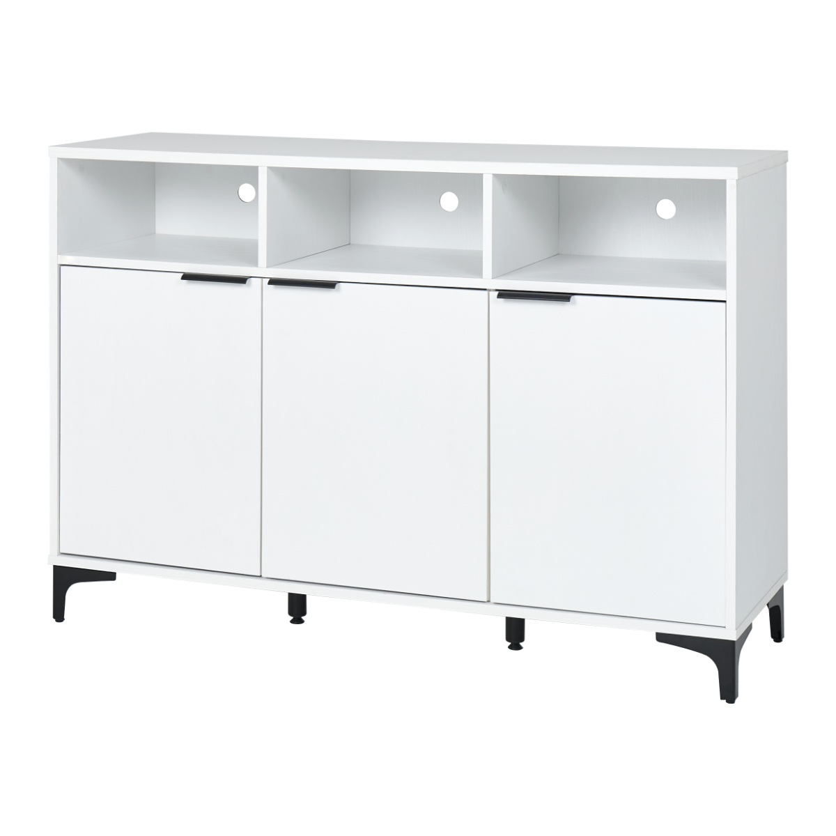 HAGiHARA（萩原） キャビネット 幅120cm 木目調 背面化粧 （ 棚 ラック