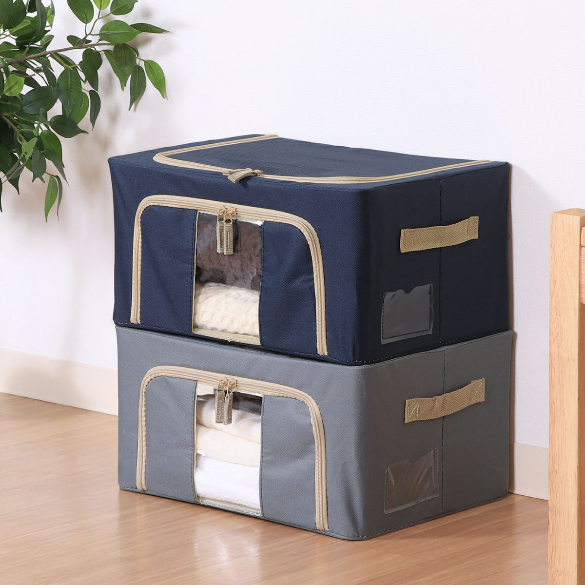 不二貿易（Fuji Boeki） 収納ボックス 22L 窓付き 積み重ね収納