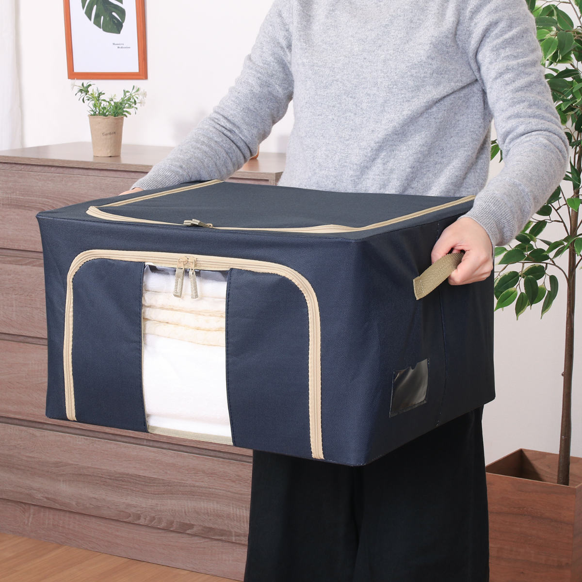 不二貿易（Fuji Boeki） 収納ボックス 55L 窓付き 積み重ね収納