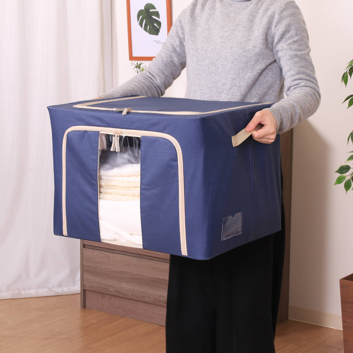 不二貿易（Fuji Boeki） 収納ボックス 72L 窓付き 積み重ね収納